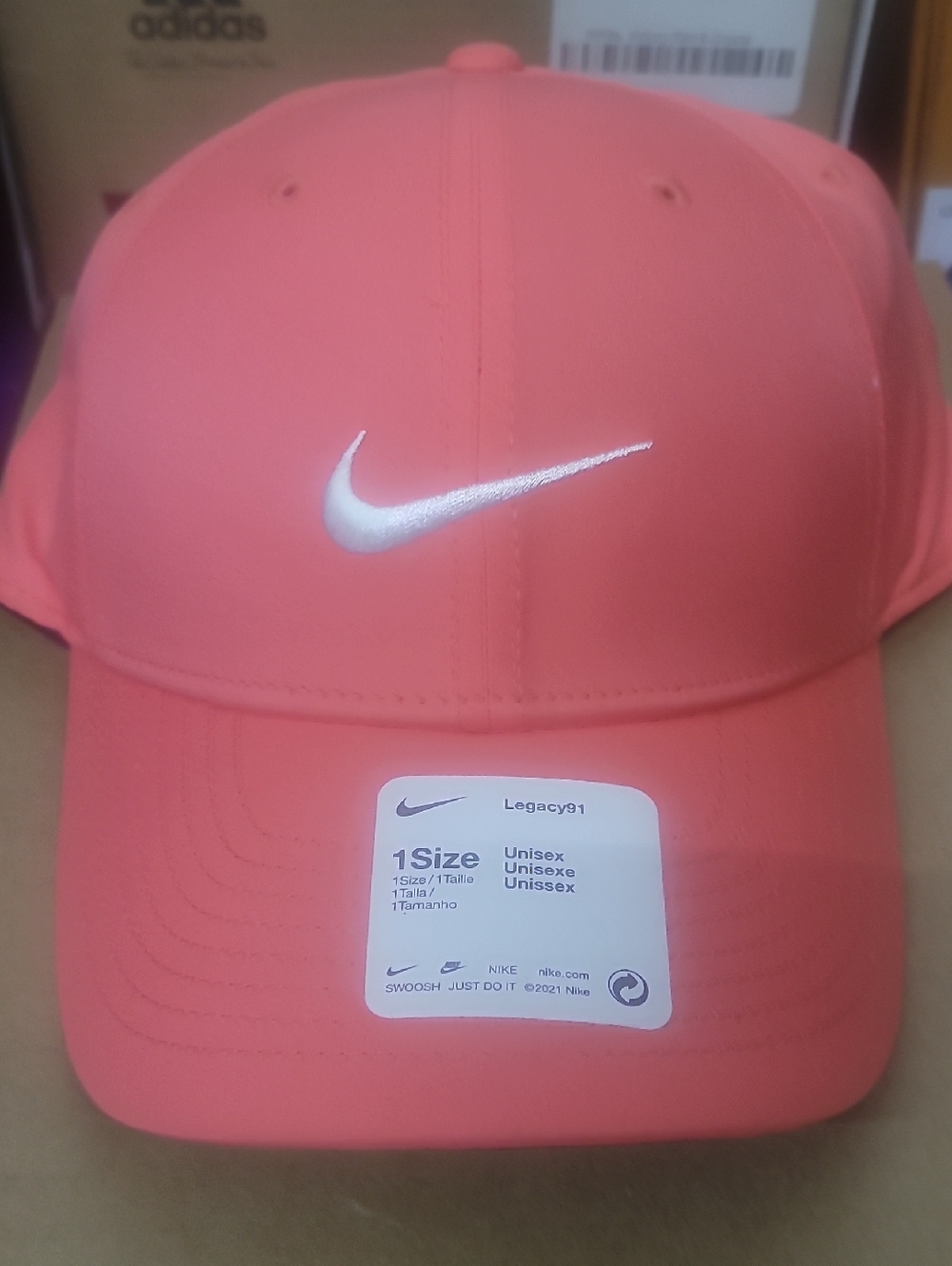 Nike Coral Pink Swoosh Cap with White Logo